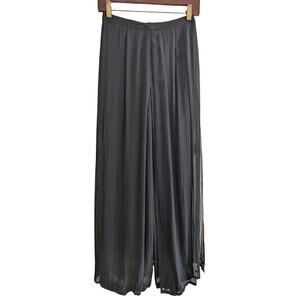 Cache Palazzo Pants 4 Black Chiffon Sheer Wide Leg Side Slits Lined Evening Wear